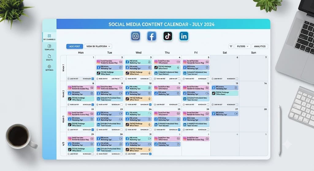 Social Media Content Calendar Template